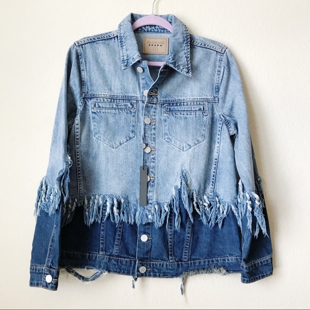 BLANK NYC Denim Frayed Jacket Small NWT